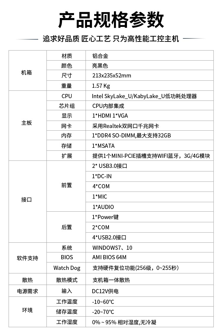 K1工控主機尺寸規(guī)格參數(shù)