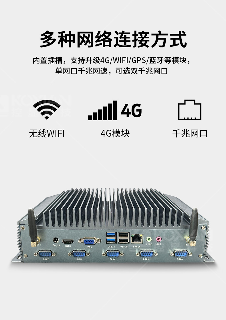 控顯K2工控主機支持升級4G/WIFI/GPS/藍牙等模塊