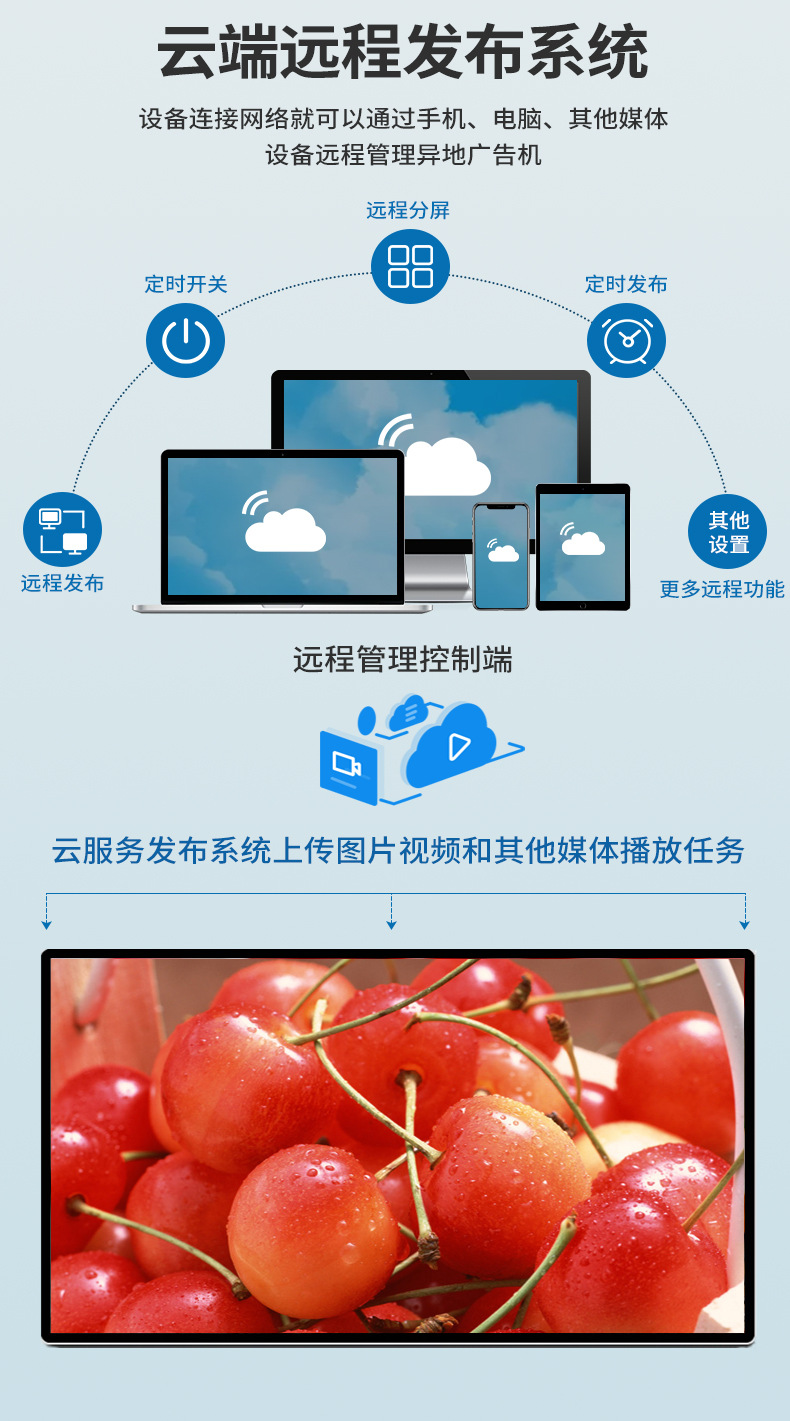 A5高清智能壁掛廣告機(jī)支持云端遠(yuǎn)程發(fā)布功能