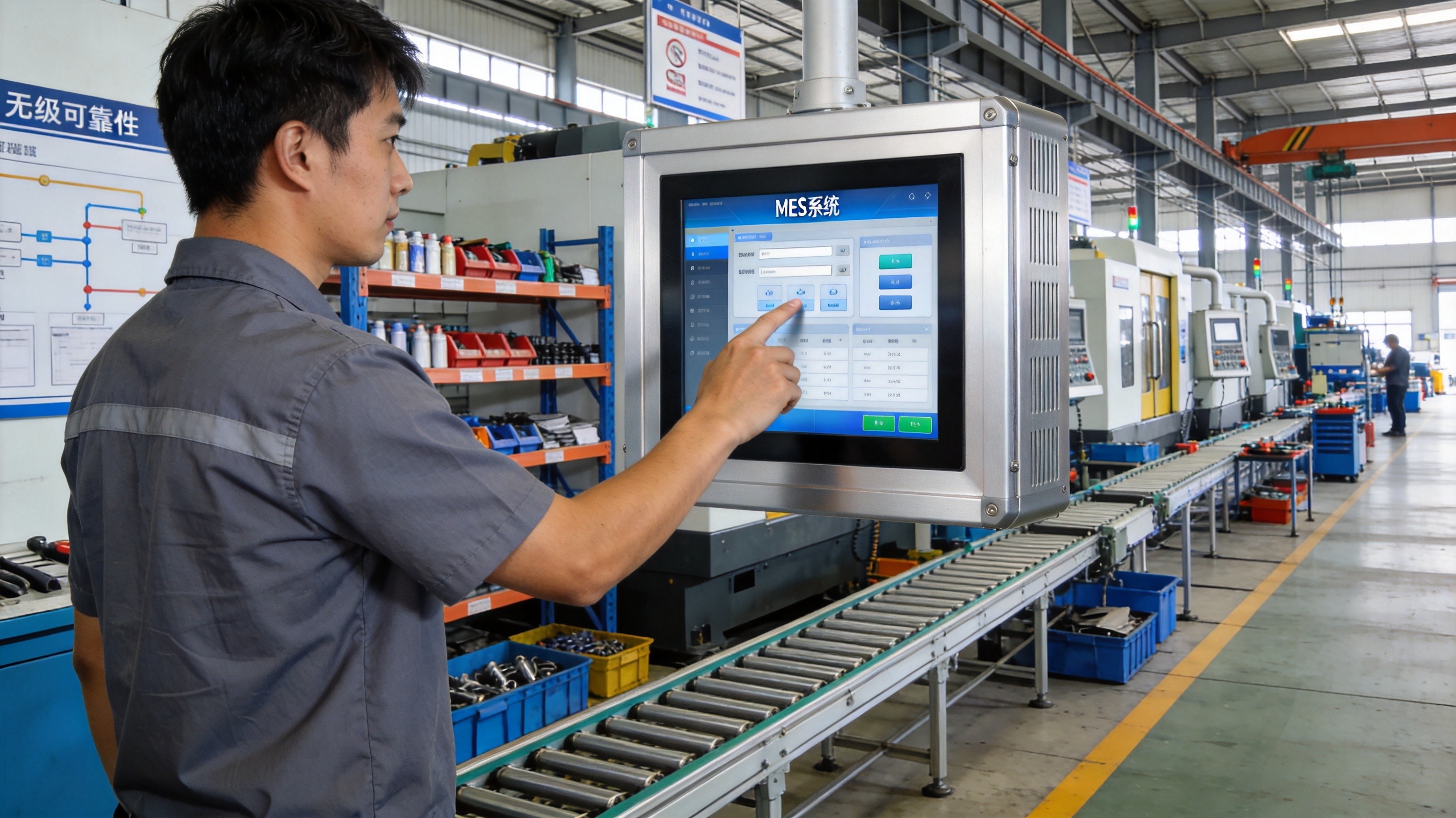 工业一体机嵌入安装在产线设备上