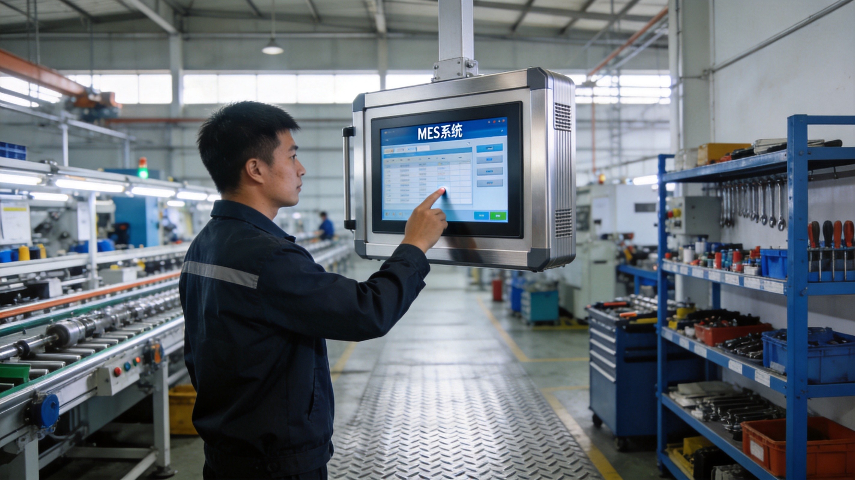 工业一体机嵌入式安装在机柜面板上