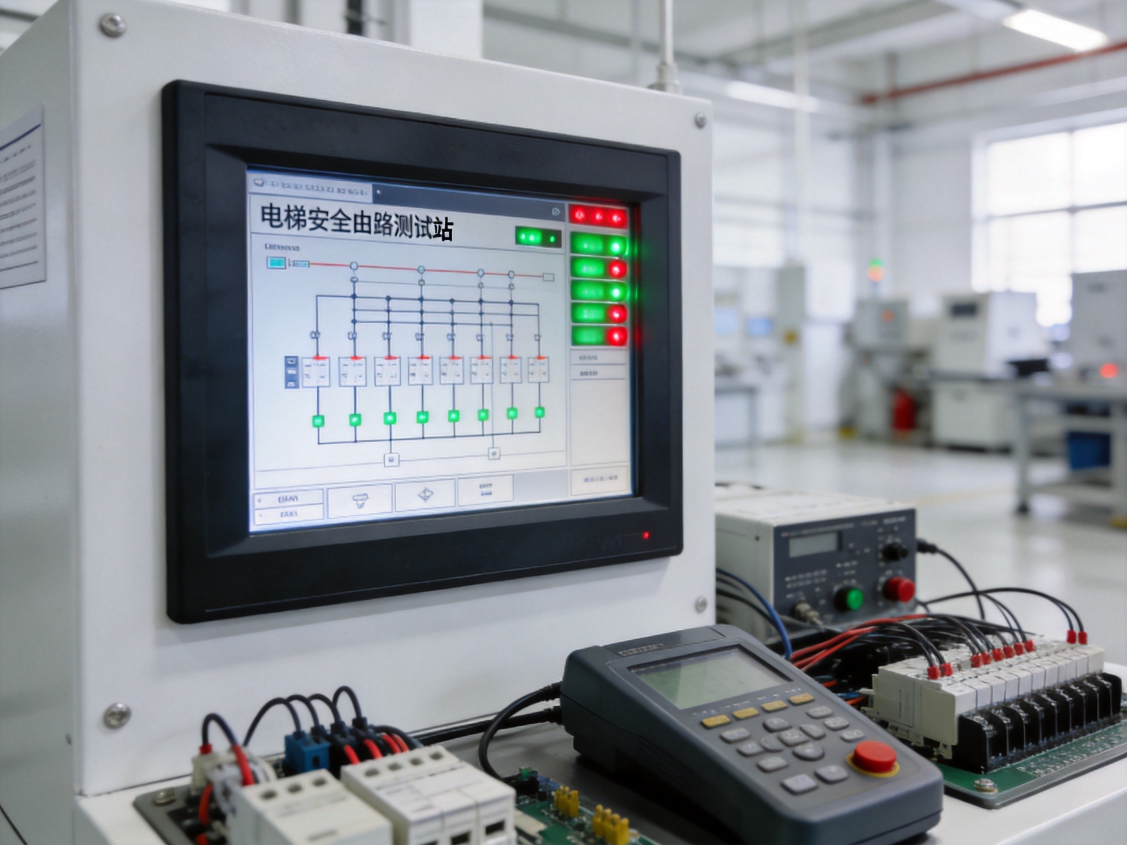 安全回路测试工位诊断界面 Safety circuit testing station with industrial display