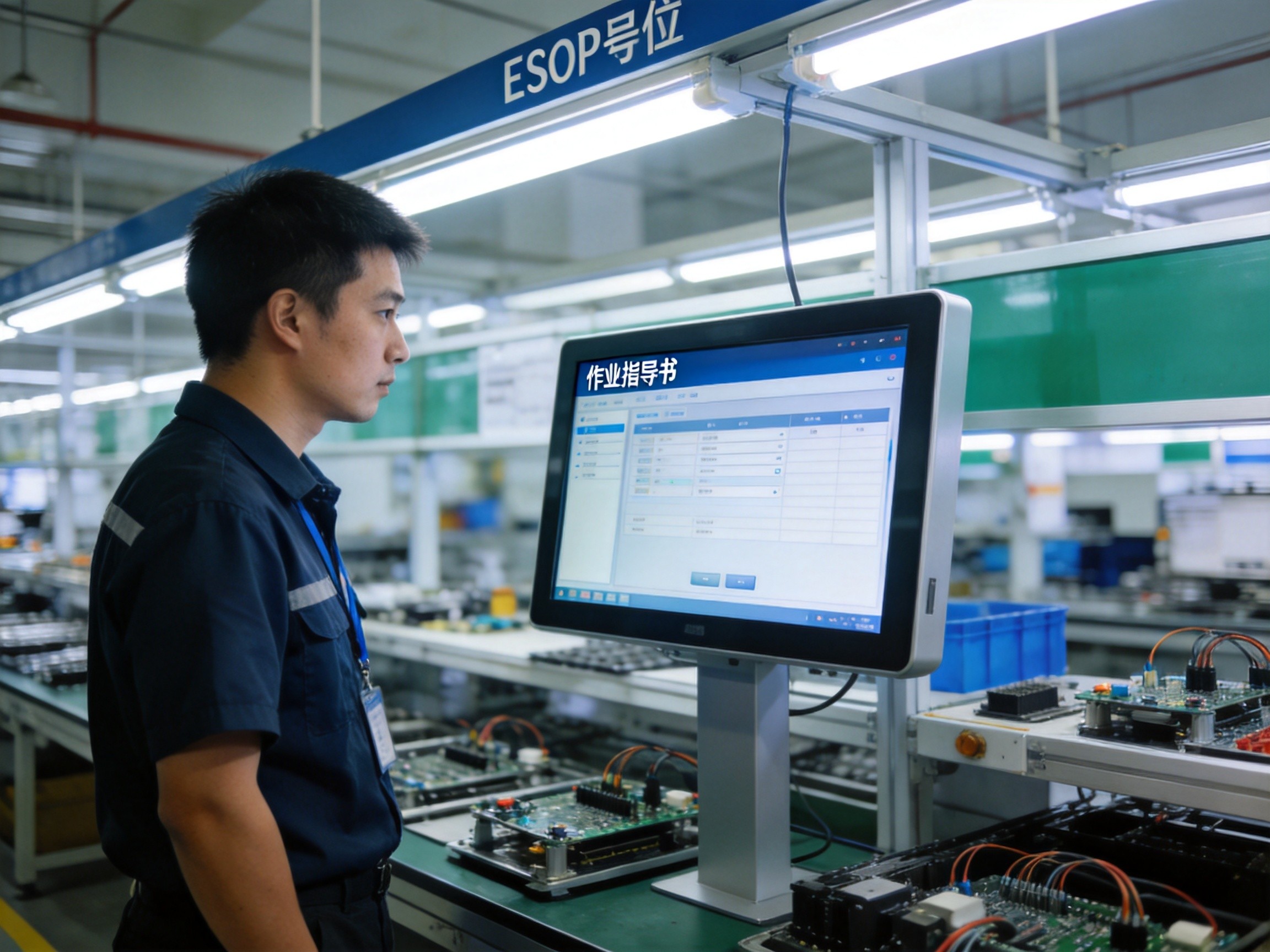 ARM架构工控终端用于产线作业指导 ARM架构工控终端在产线ESOP工位的交互场景
