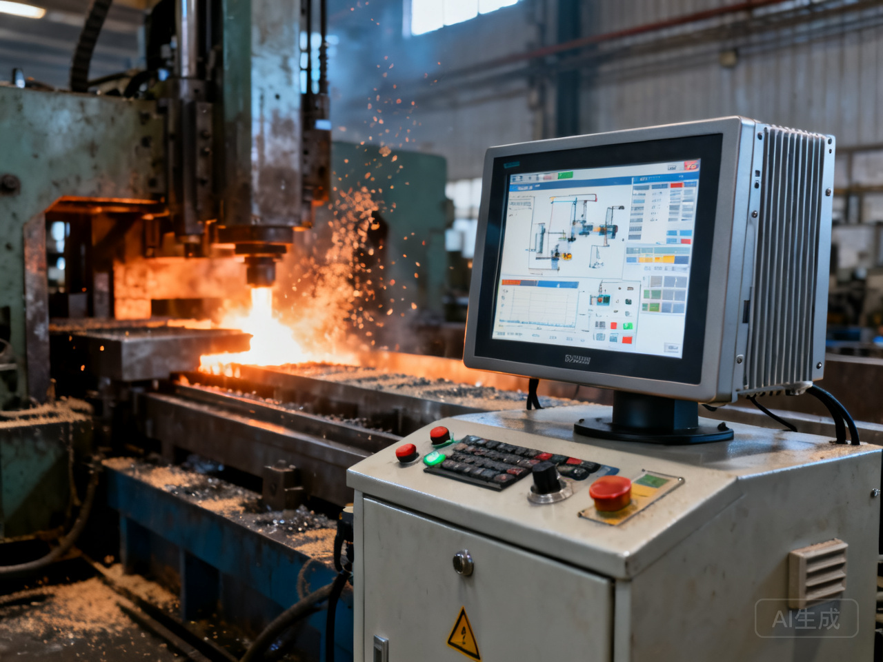 全封闭无风扇MES工位一体机适配高温工位 高温车间控制柜面板上全封闭无风扇嵌入式MES工位一体机替换老旧终端
