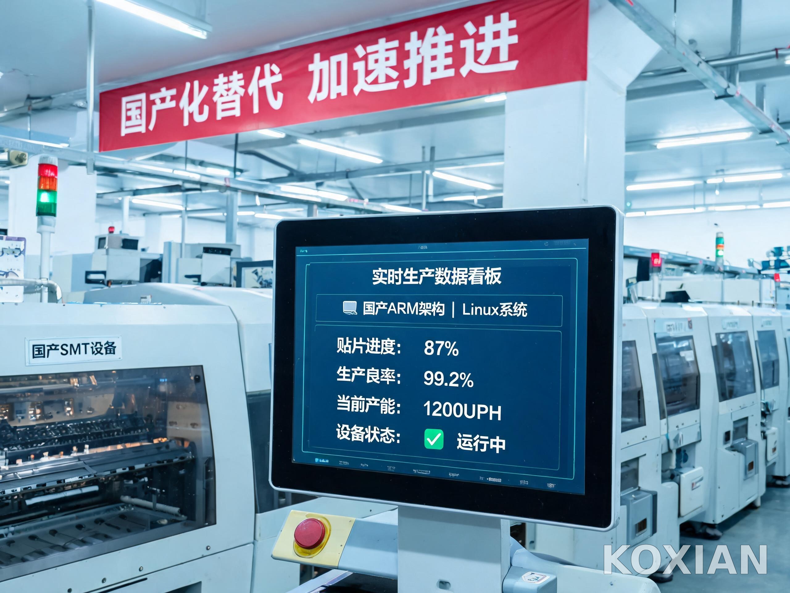 国产ARM工位机SMT车间 国产ARM架构工业一体机SMT车间