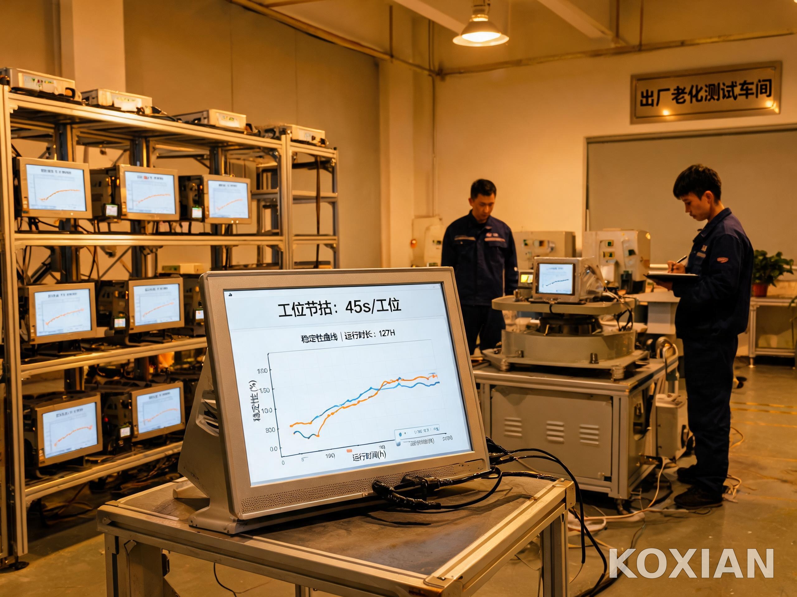 出厂老化测试中的 15.6 寸工业一体机 出厂老化测试中的 15.6 寸工业一体机