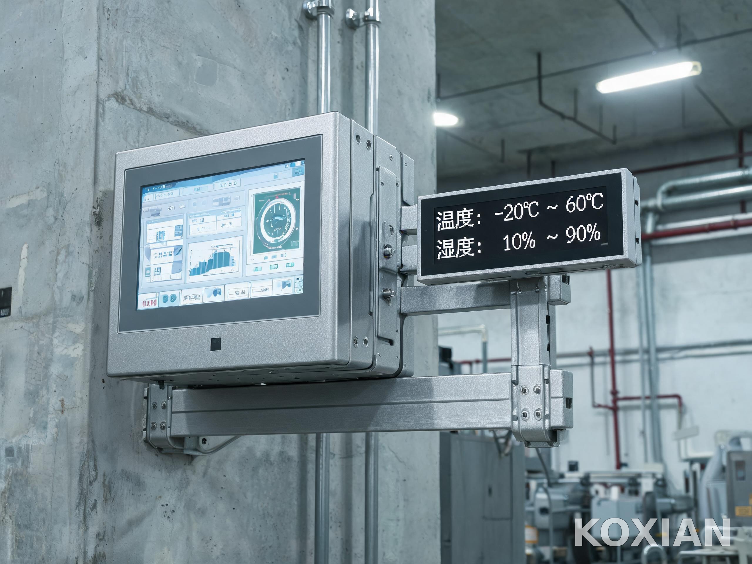 全封閉金屬機身的工業顯示終端安裝在寬溫車間