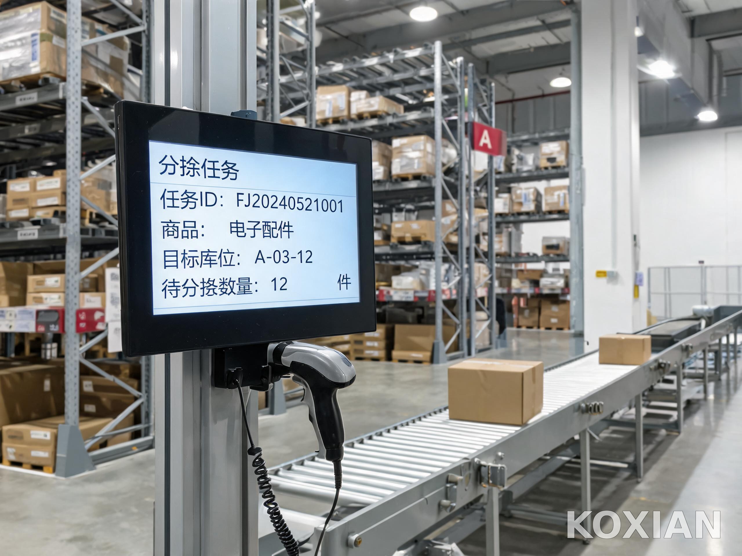 仓储分拣工位的外设拓展 工业级触控一体机在智慧仓储分拣工位连接扫码枪