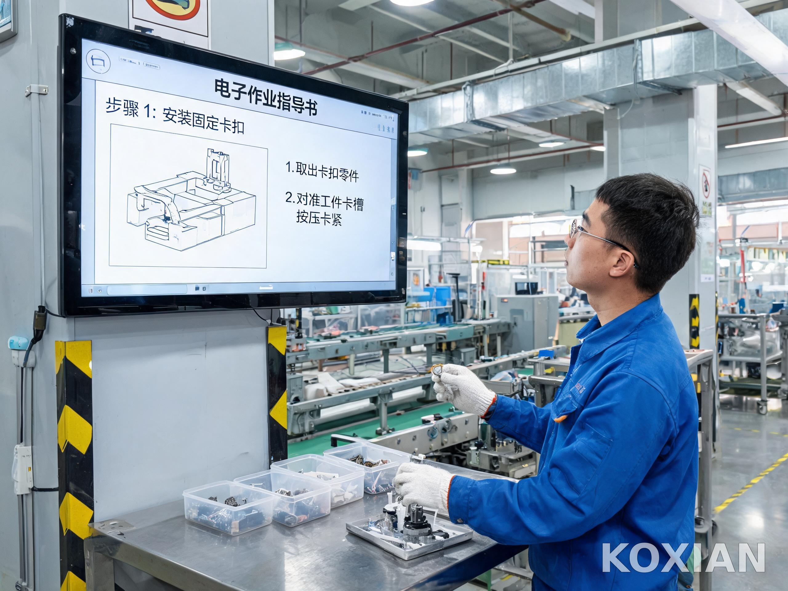 sop触控一体机在装配工位显示电子作业指导书图文步骤