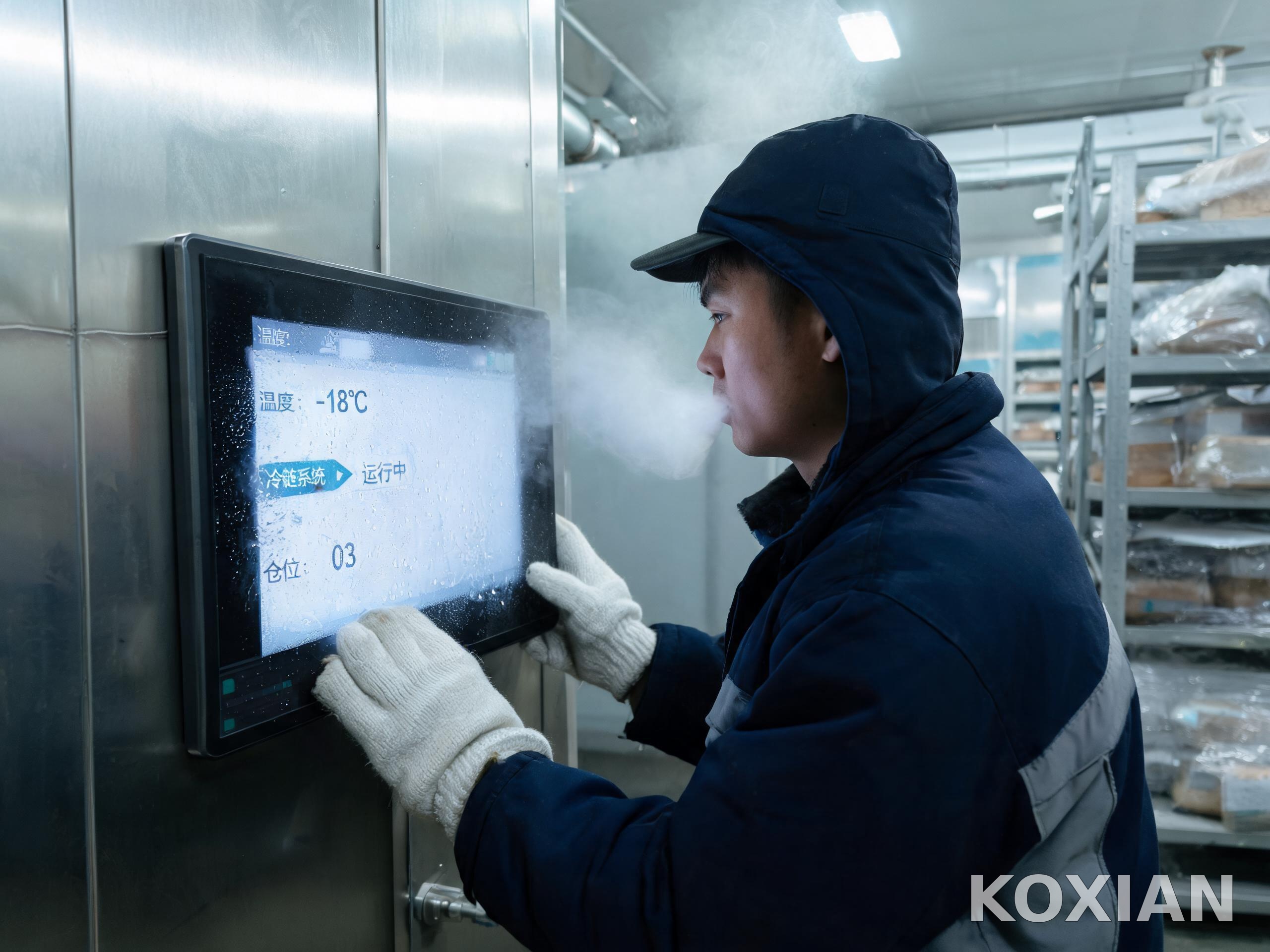 凝露工况的连续水膜形态 低温车间内工业电容式触摸屏表面凝露的操作场景