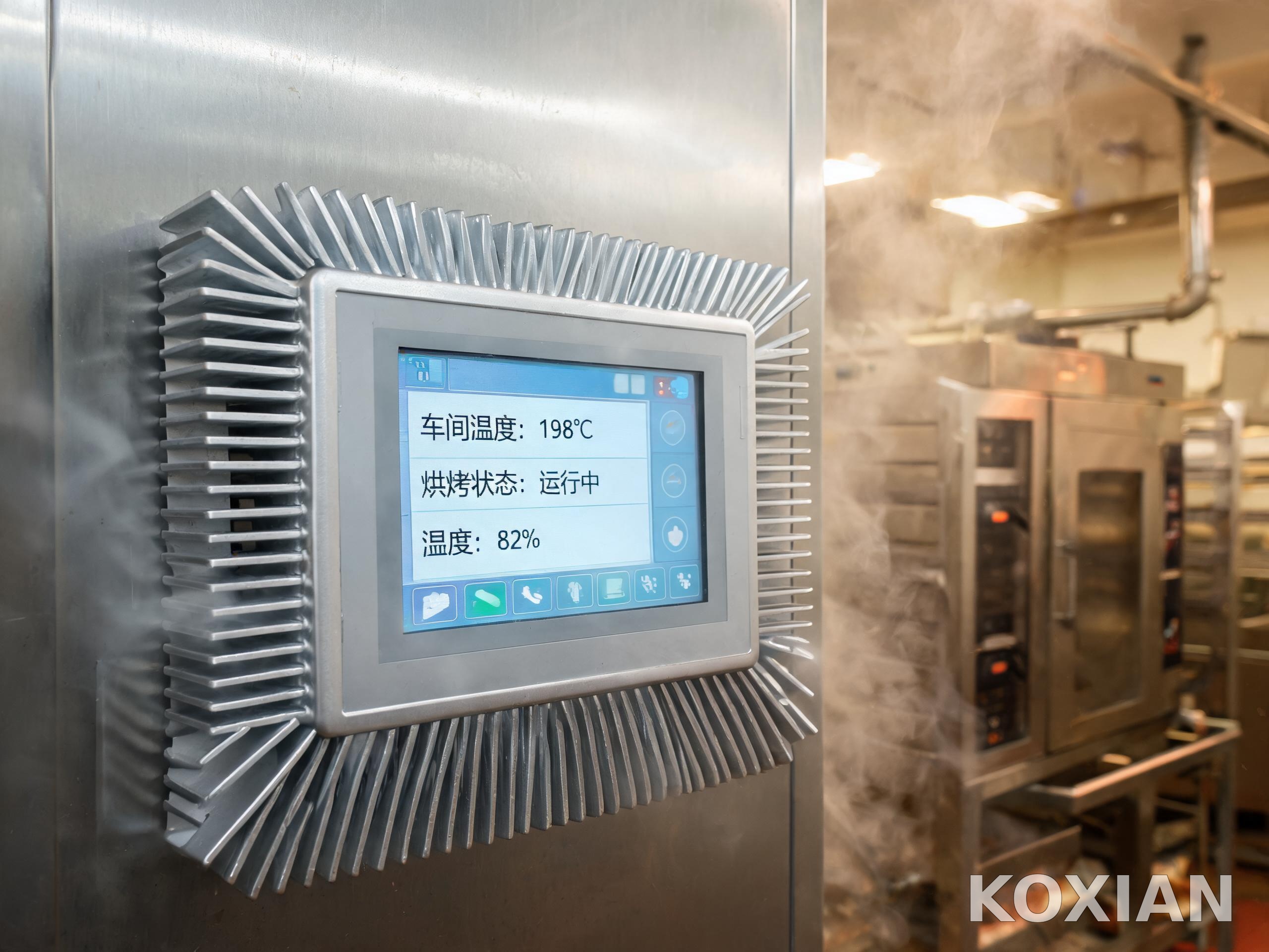 高温端靠机身整体导热 高温烘烤车间嵌入设备面板的工业嵌入式显示屏铝合金散热鳍片