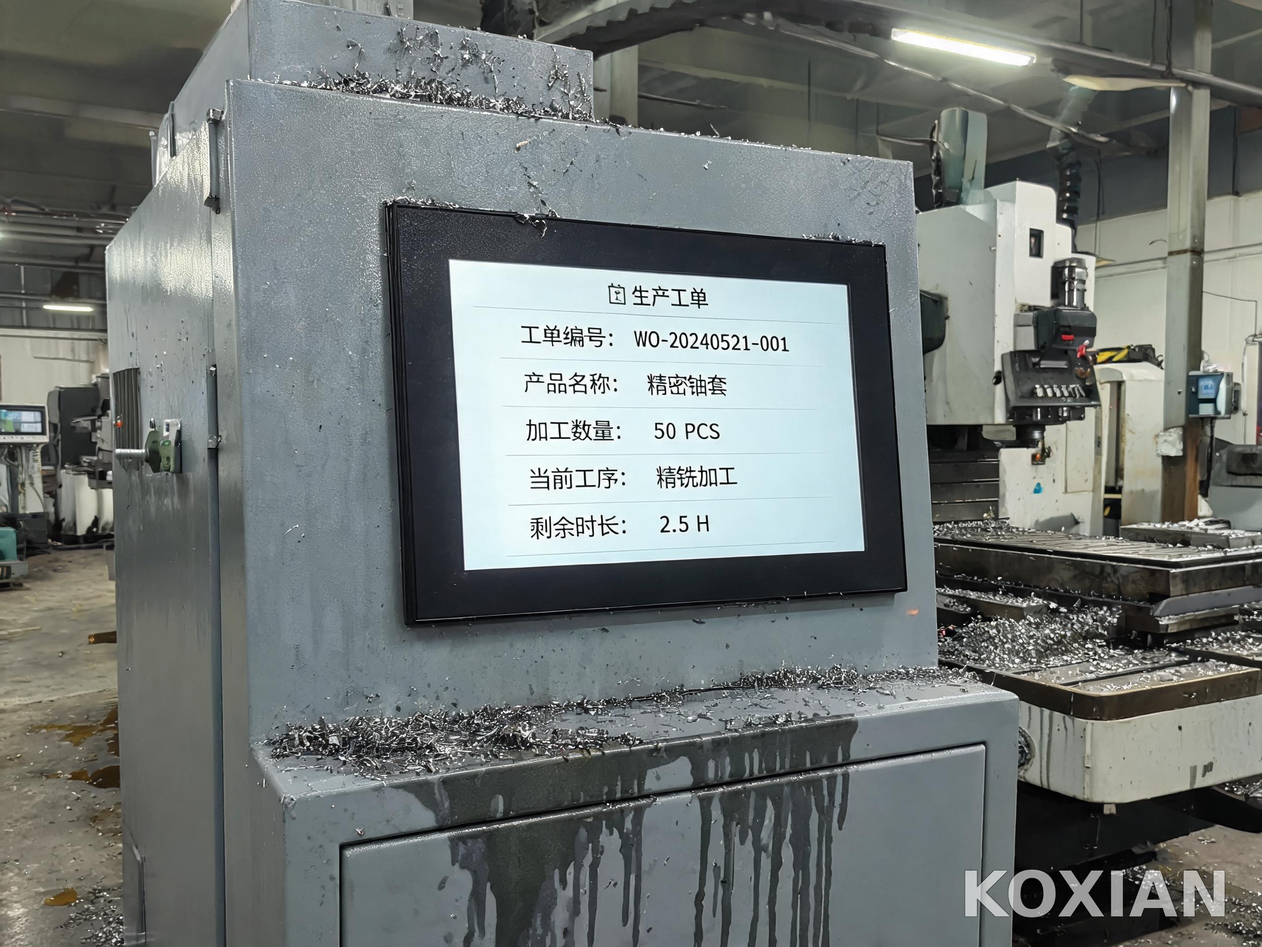 切削工位嵌入式终端 数控机床旁控制柜嵌入安装的工控触摸屏一体机