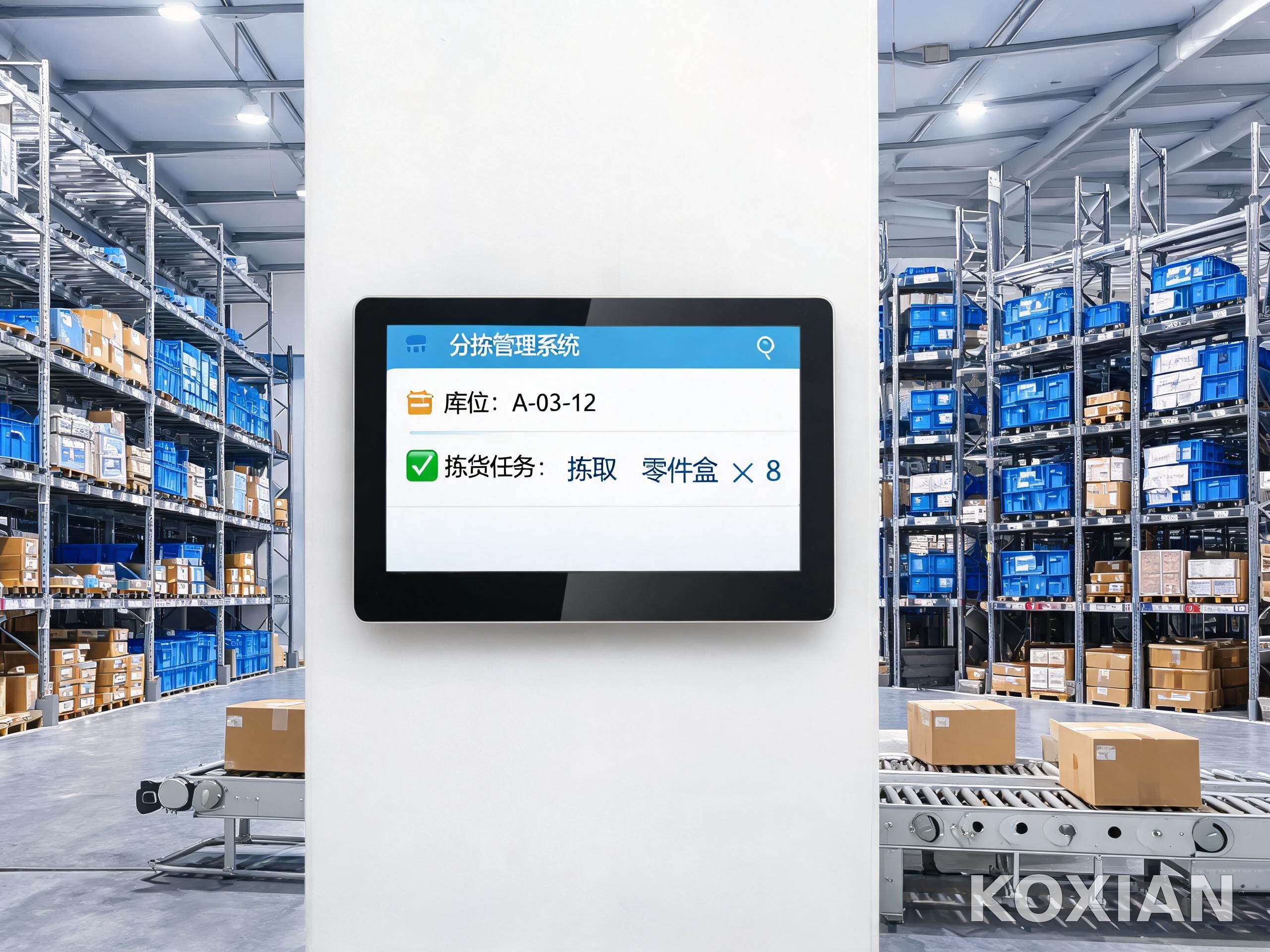 仓储壁挂终端 仓储分拣区壁挂式工业触摸终端显示拣货任务