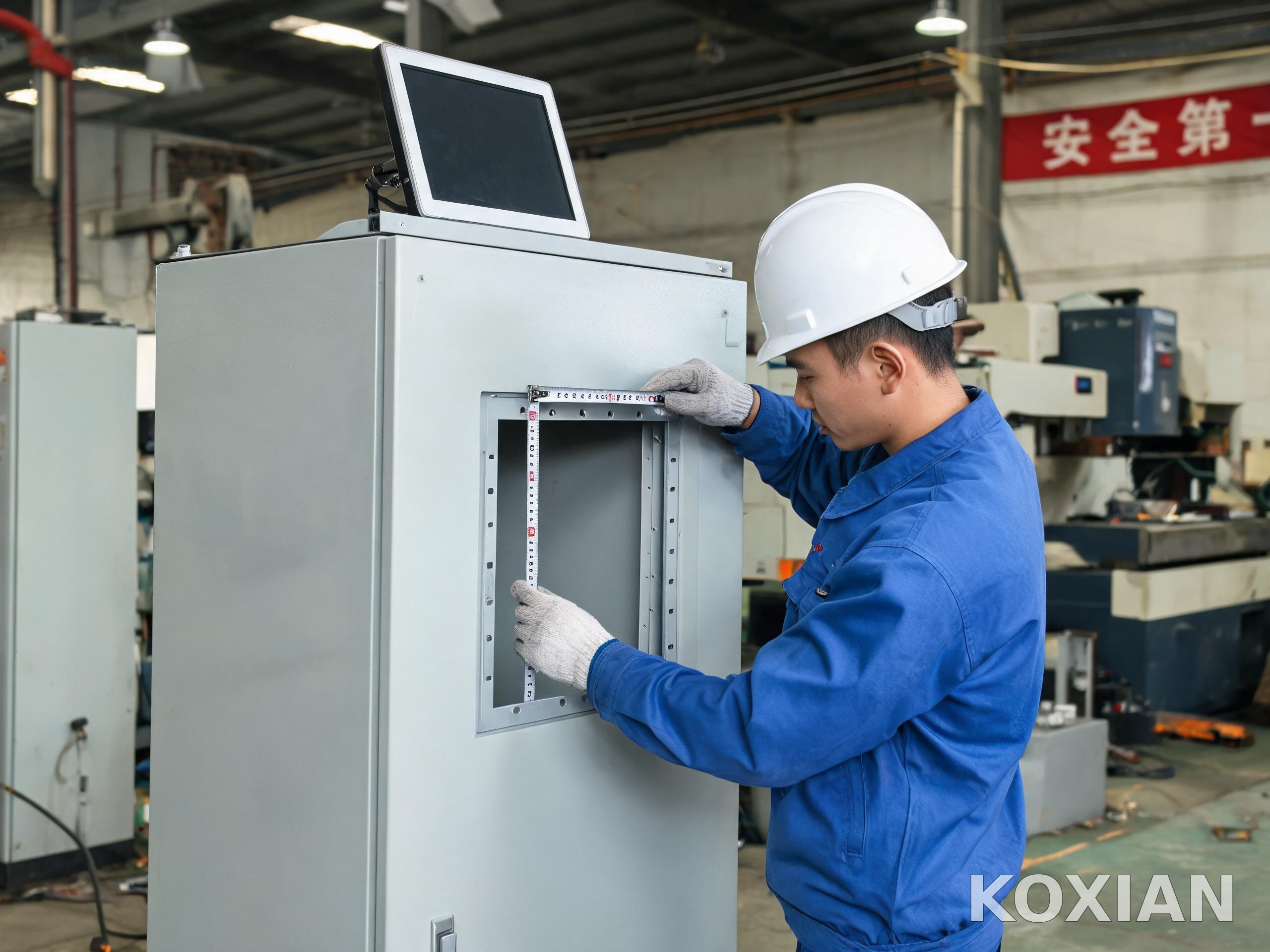 技術人員現場測量工業觸摸一體機嵌入式安裝開孔尺寸 技術人員現場測量工業觸摸一體機嵌入式安裝開孔尺寸