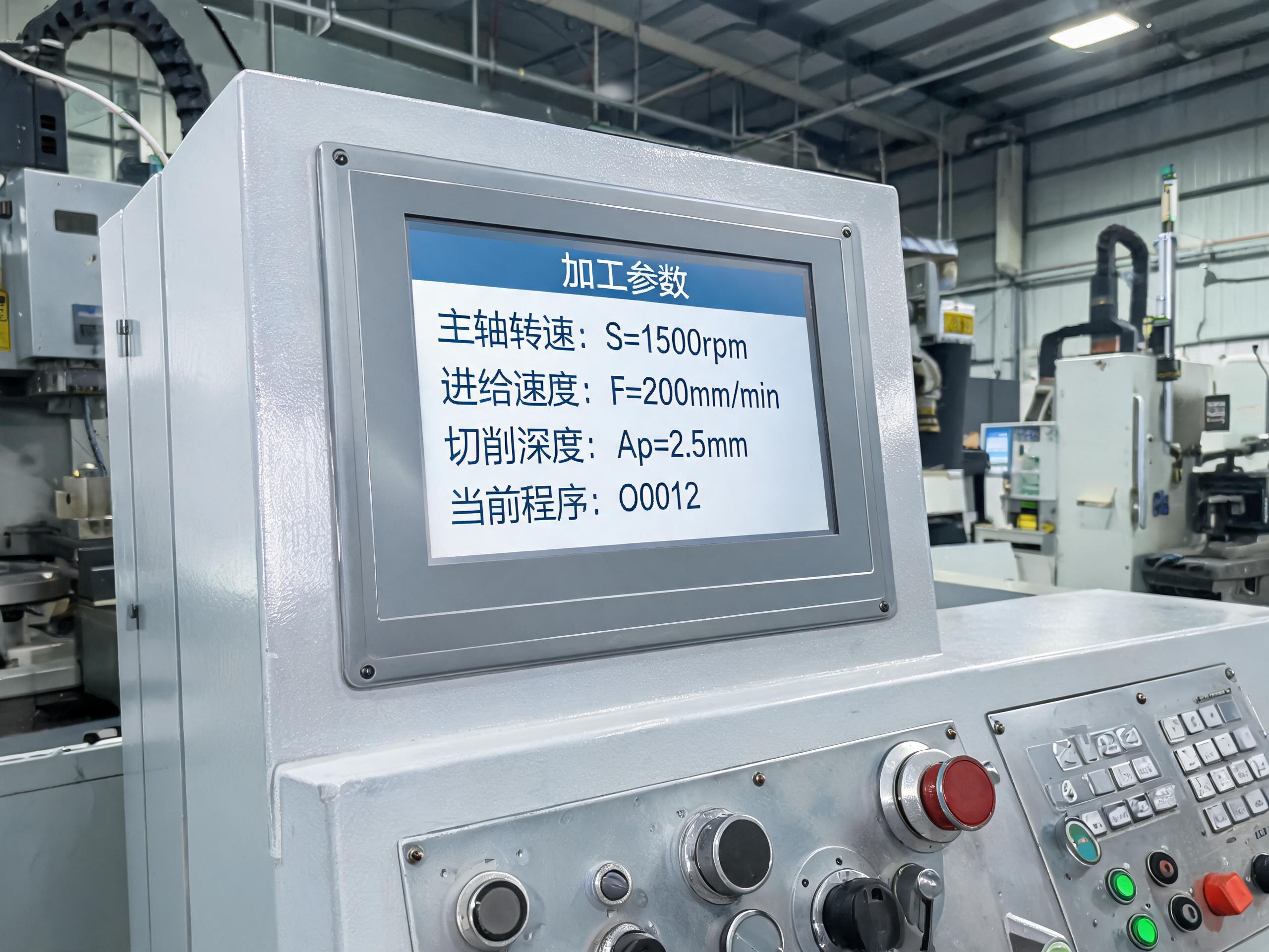 机床操作面板嵌入安装的17寸工业级平板电脑加工参数界面 机床操作面板嵌入安装的17寸工业级平板电脑加工参数界面