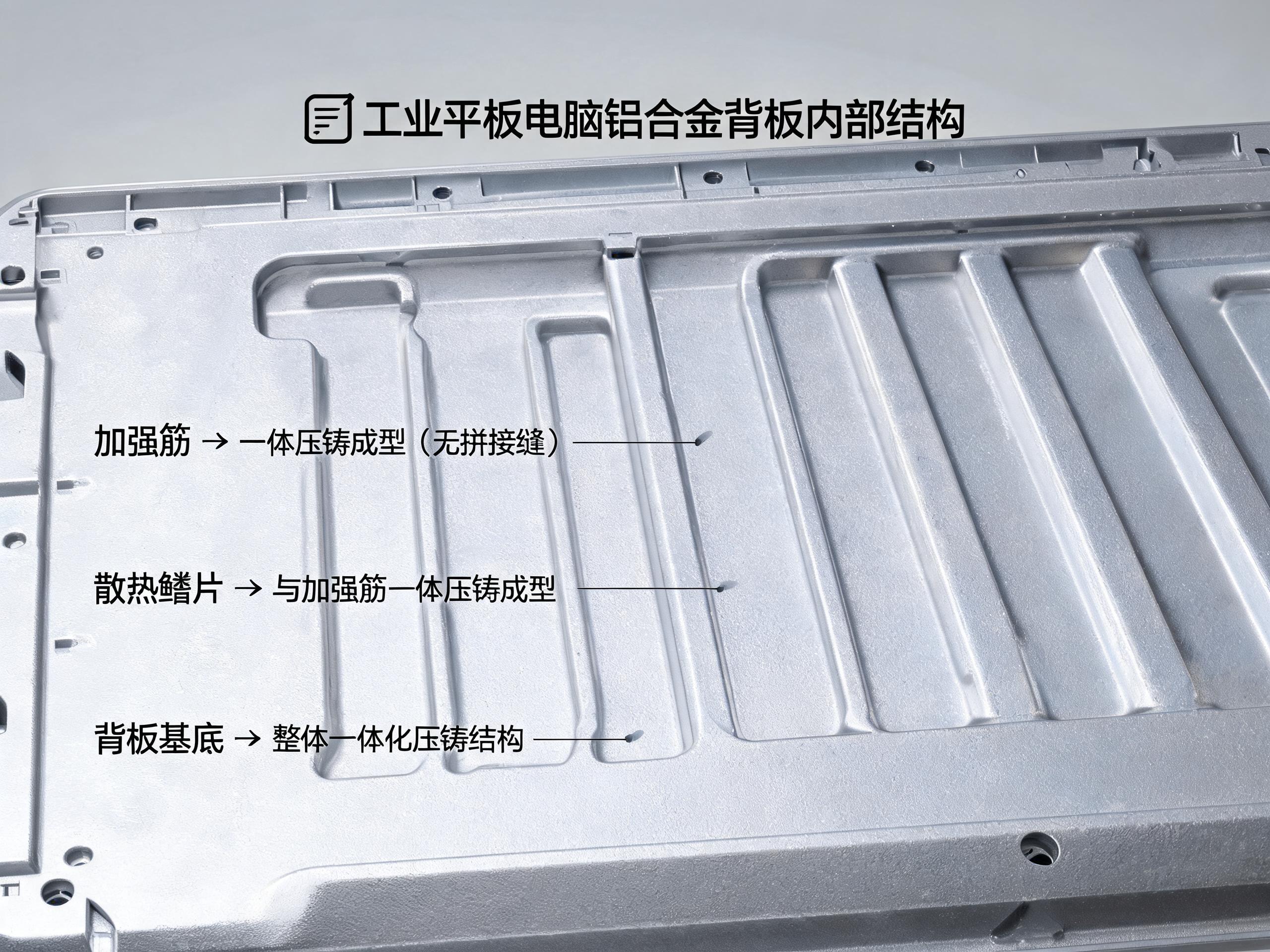 17寸工业级平板电脑铝合金压铸背板支撑骨架结构特写 17寸工业级平板电脑铝合金压铸背板支撑骨架结构特写