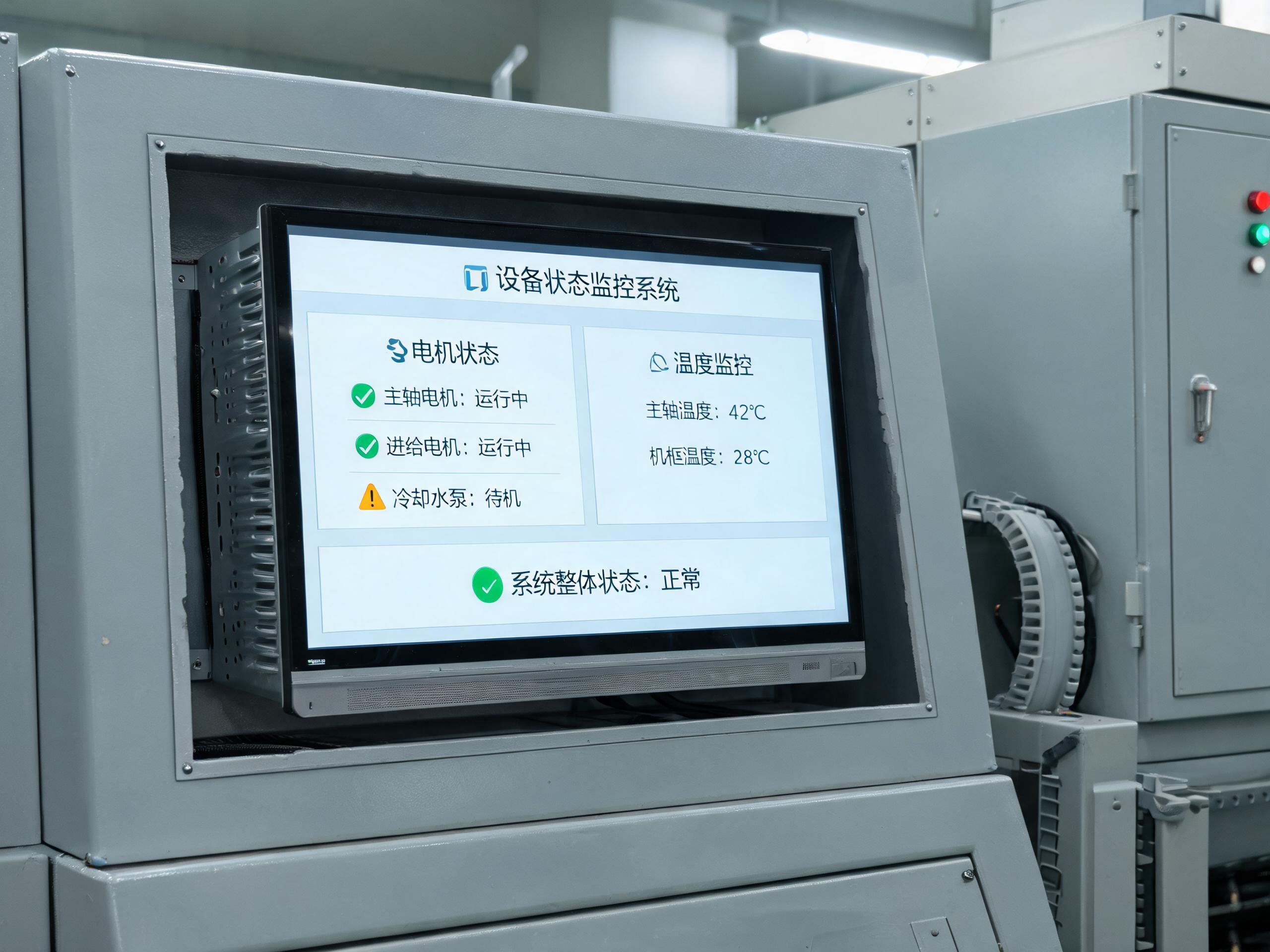 自动化车间中控台嵌入安装的32寸工业级显示器 自动化车间中控台嵌入安装的32寸工业级显示器