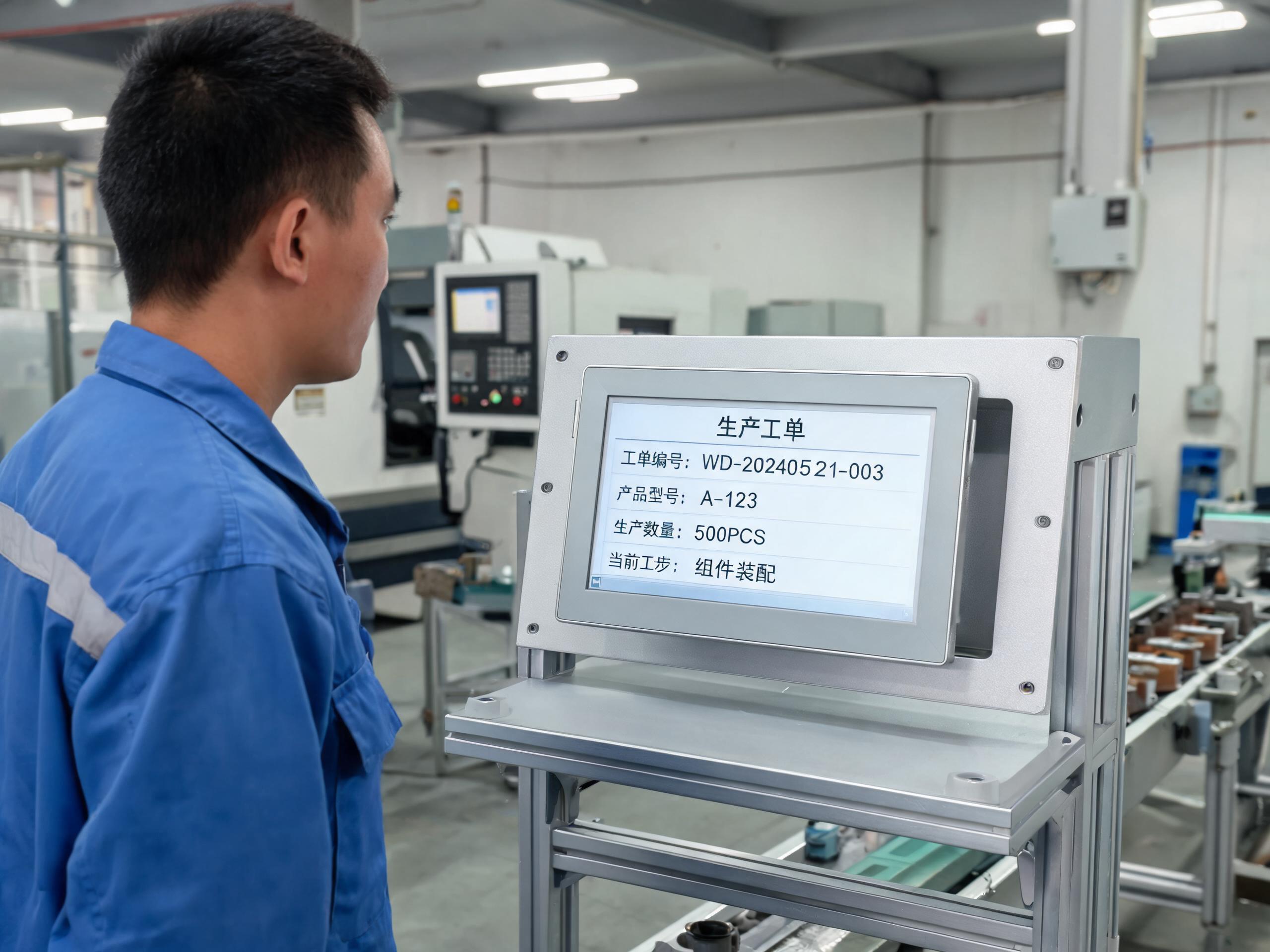 工业显示器定制机型嵌入自动化产线工位钣金支架适配狭窄安装开孔