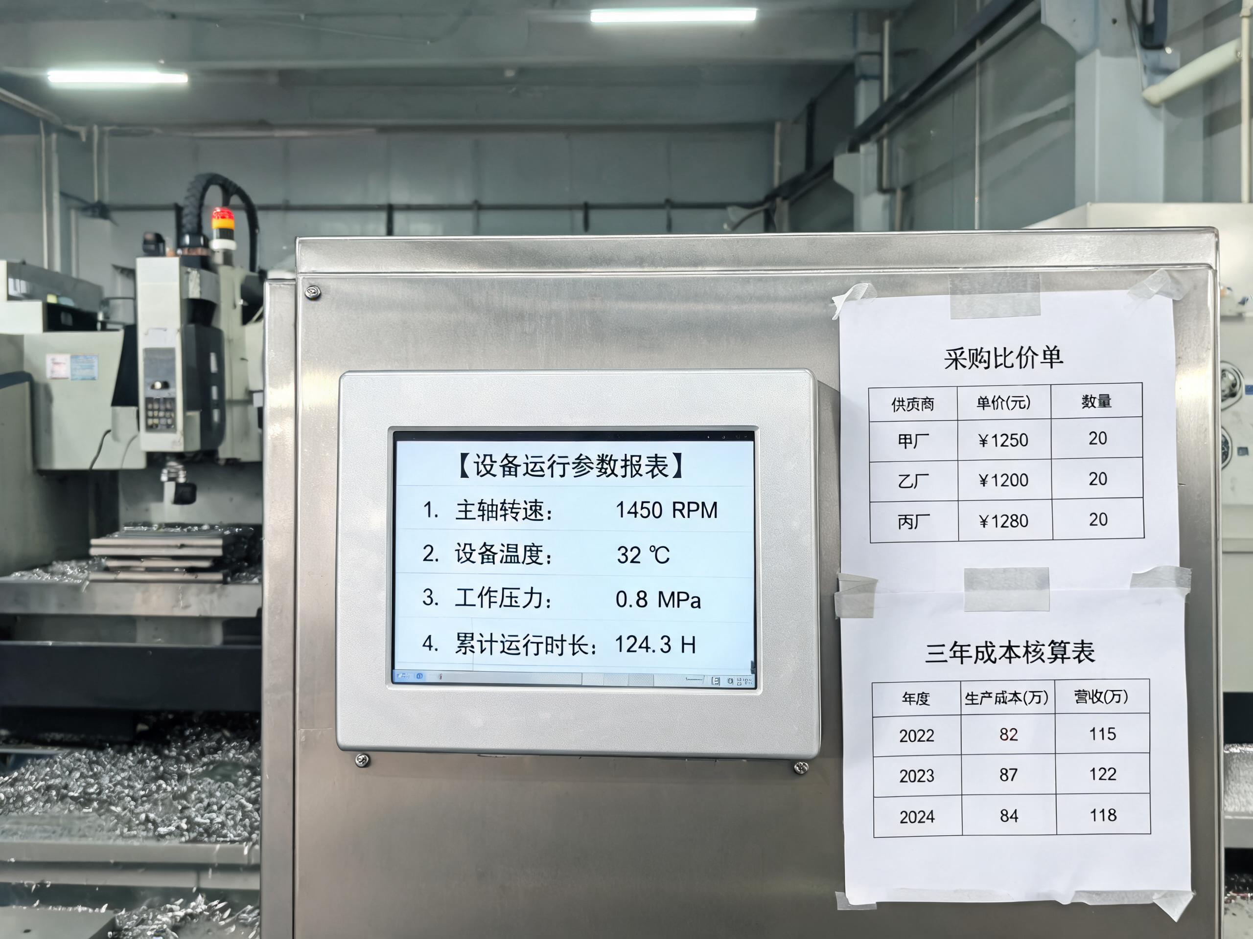 同一张比价表上,单价和三年总账从来不是一回事 触摸式工控机嵌入式安装在机加工车间控制柜面板与商用触控屏比价对照场景