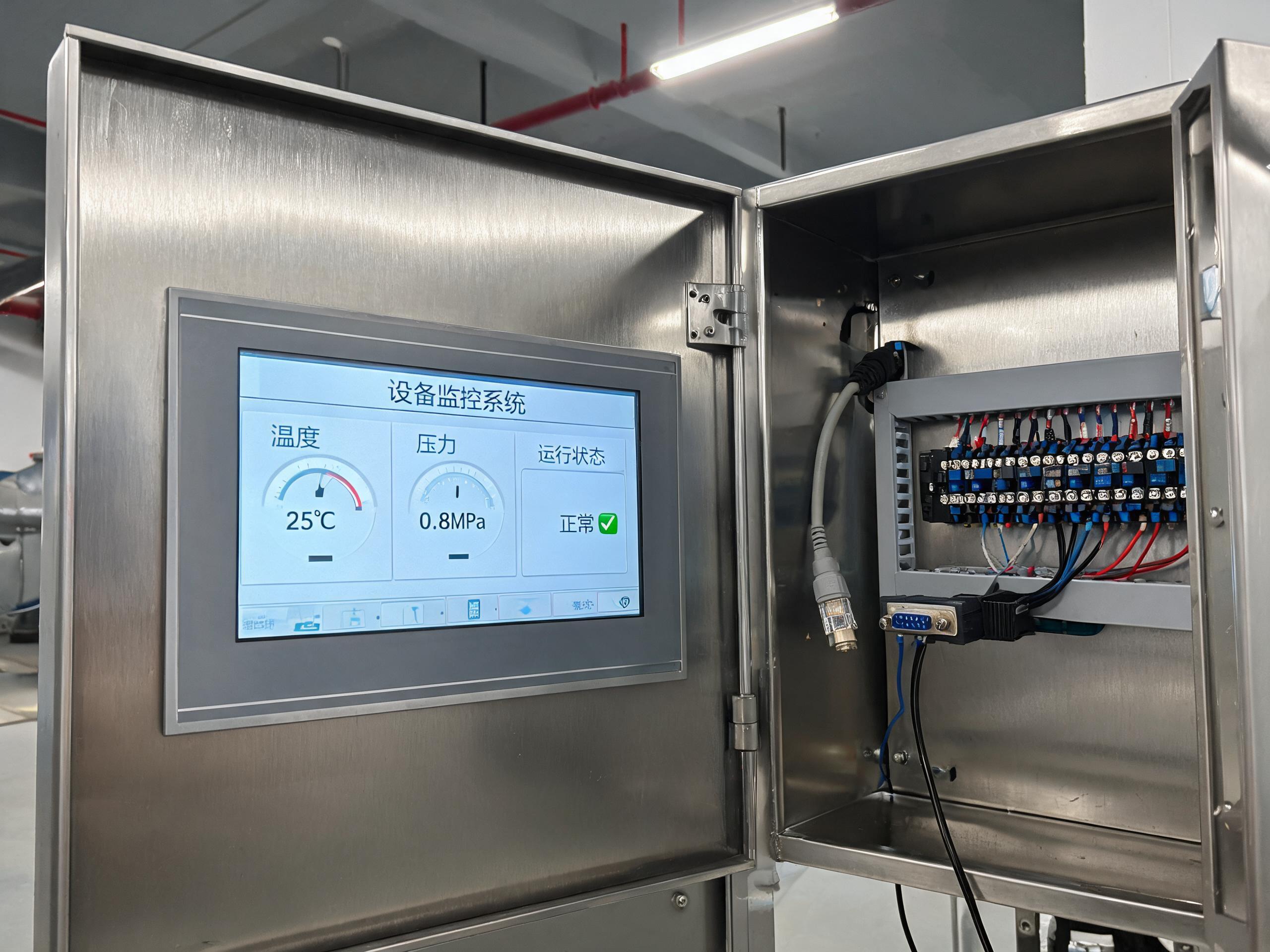 10.4英寸工控一体机嵌入式安装在不锈钢控制柜面板的窄空间改造现场