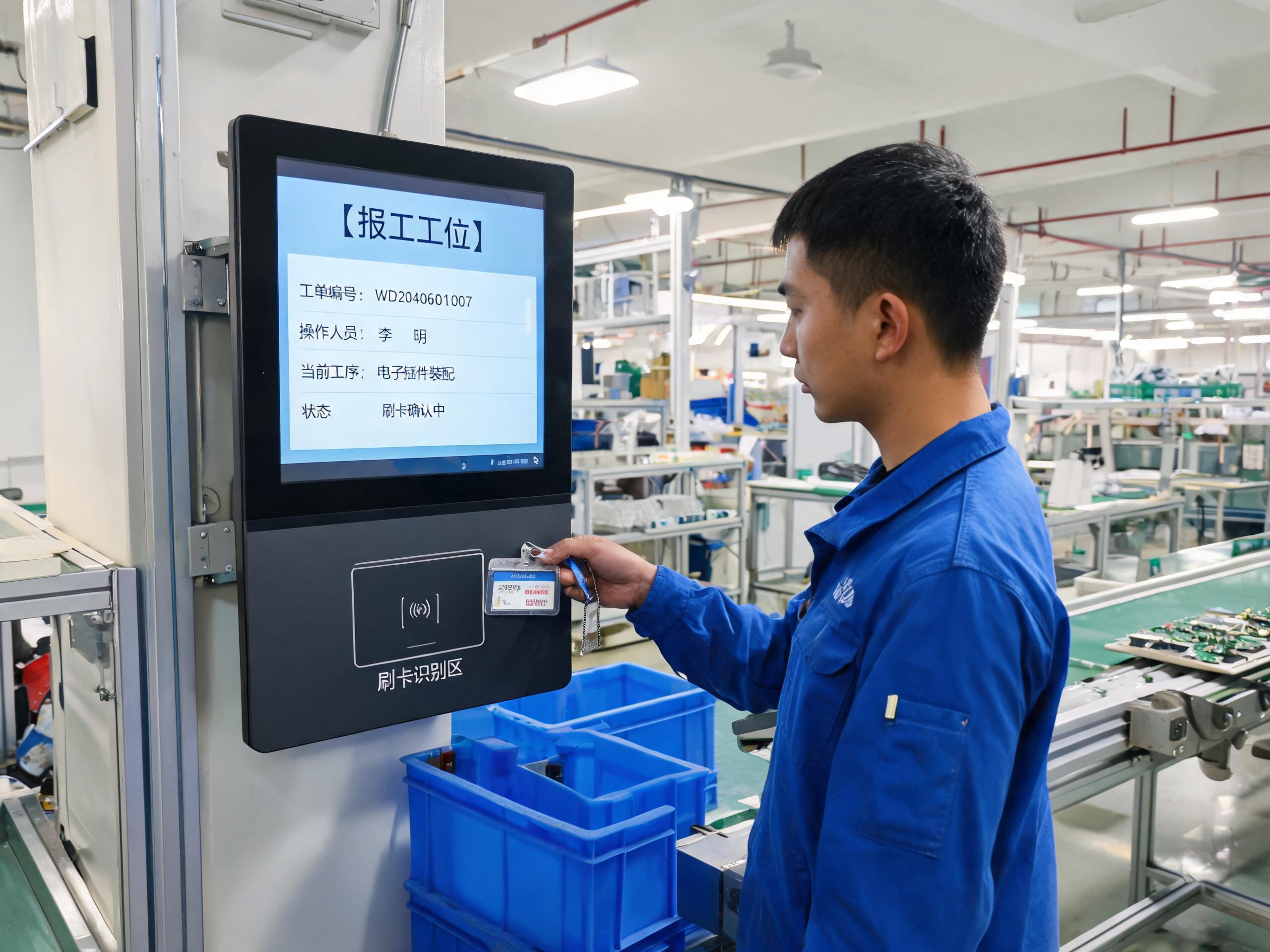 装配工位上刷卡报工的工业厂家平板电脑与备件一致性管理
