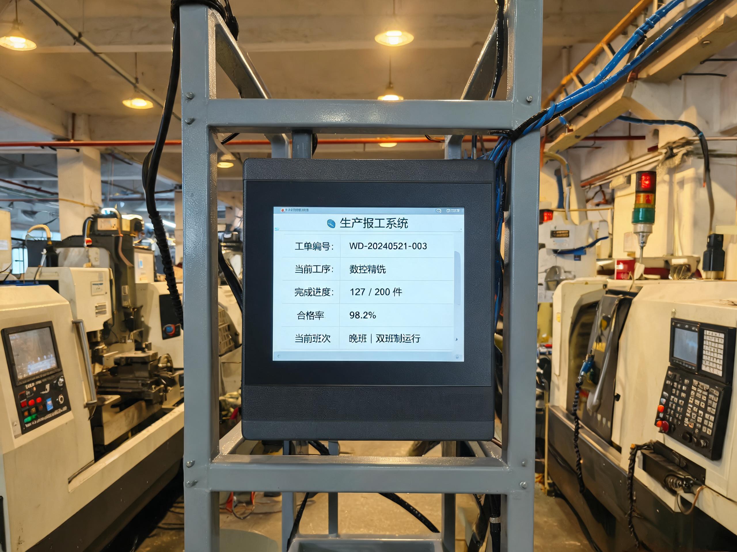 车间工位嵌入式部署 MES工业一体机嵌入式安装在双班制车间报工工位