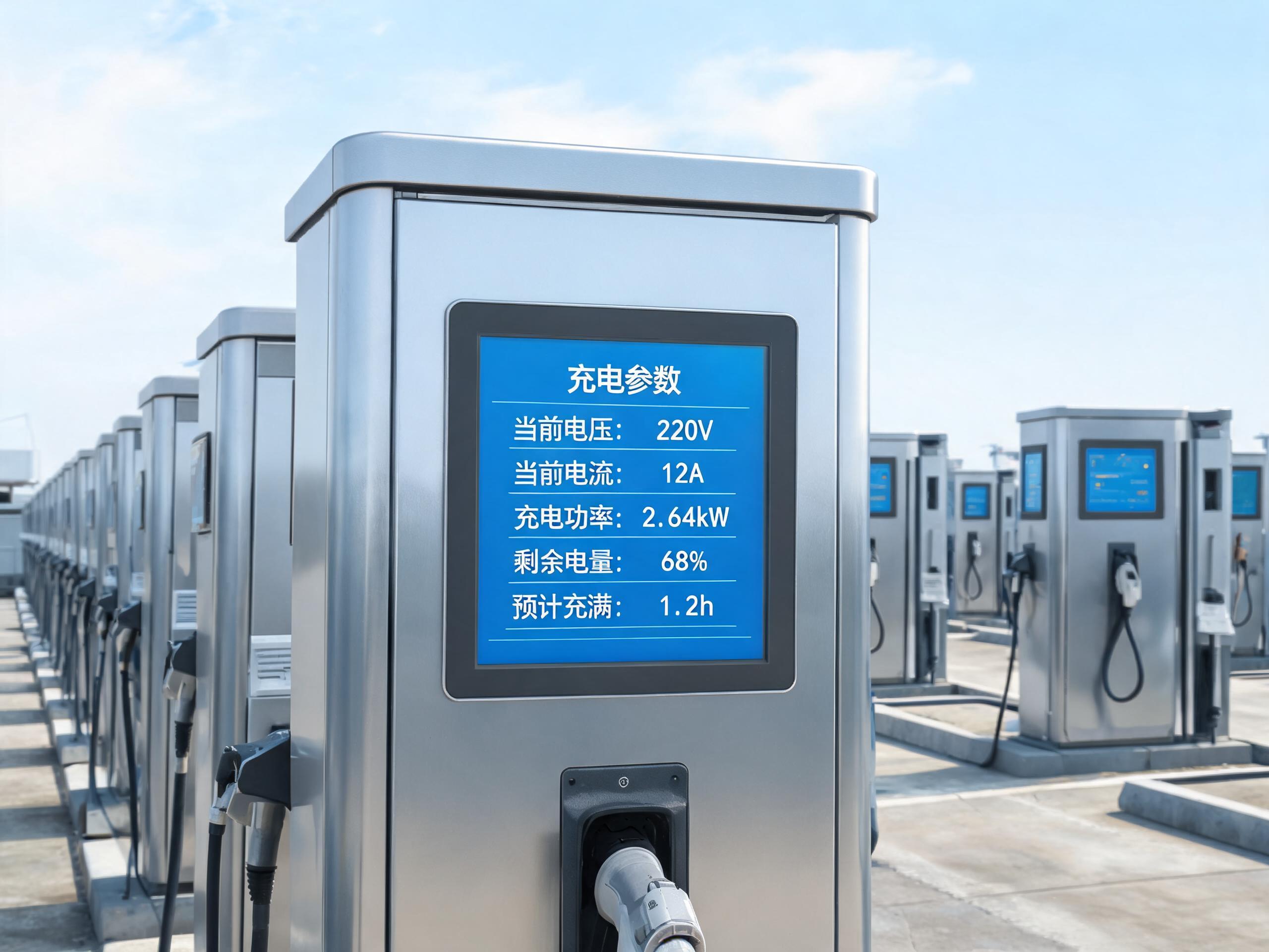 嵌入式工业显示屏安装在充电桩钣金桩体内