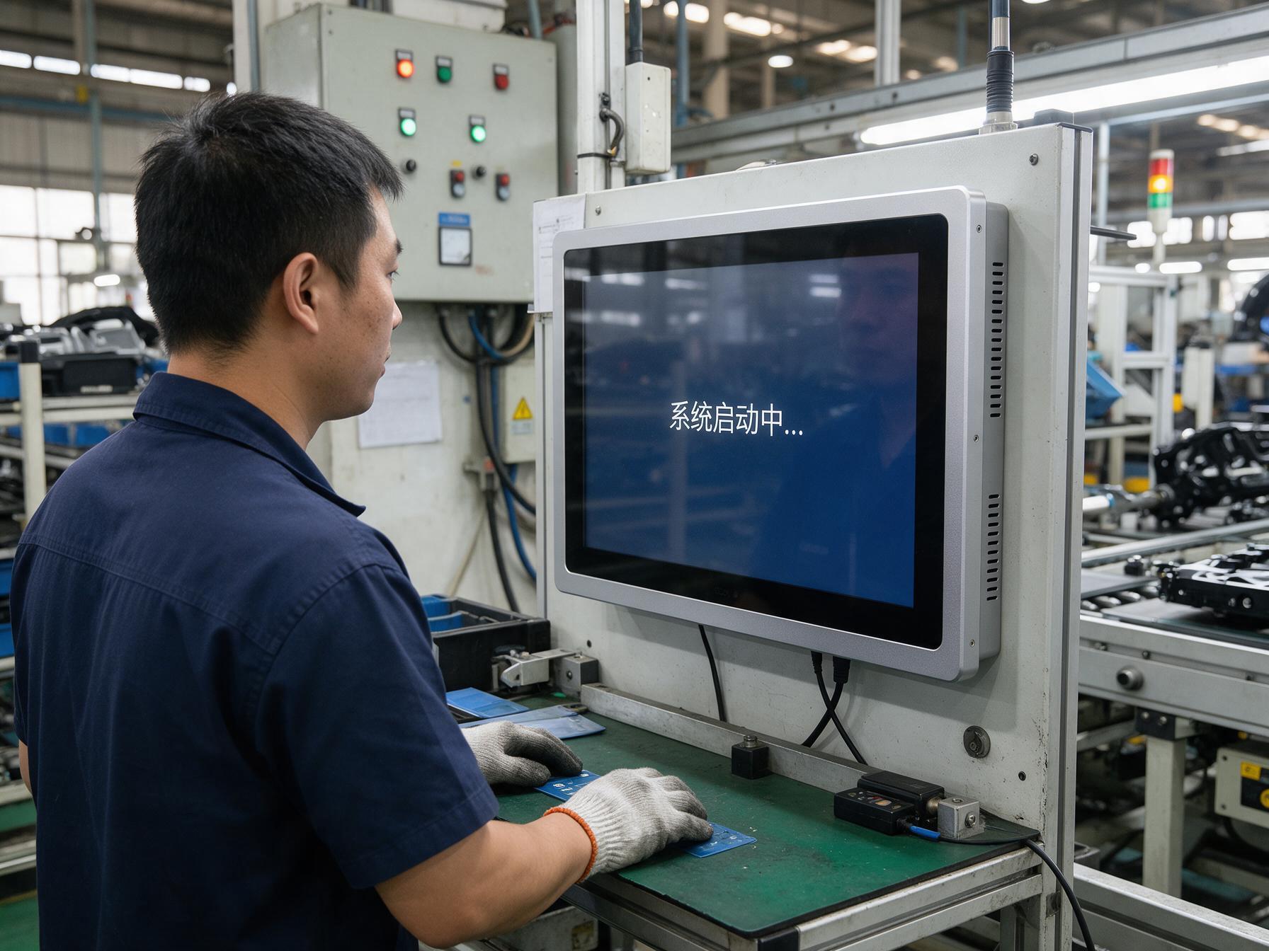 国产工业一体机在晃电后重启的产线工位