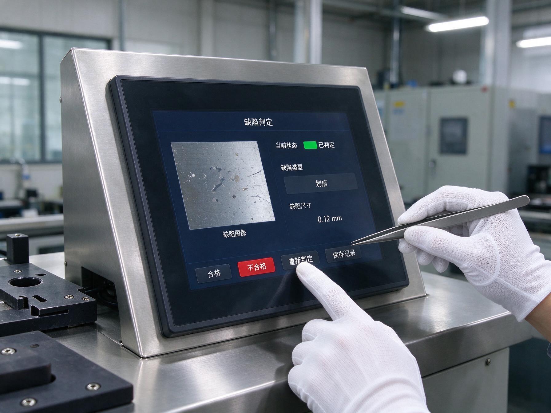 抽检台嵌入式安装的15.6工业显示器面板齐平效果